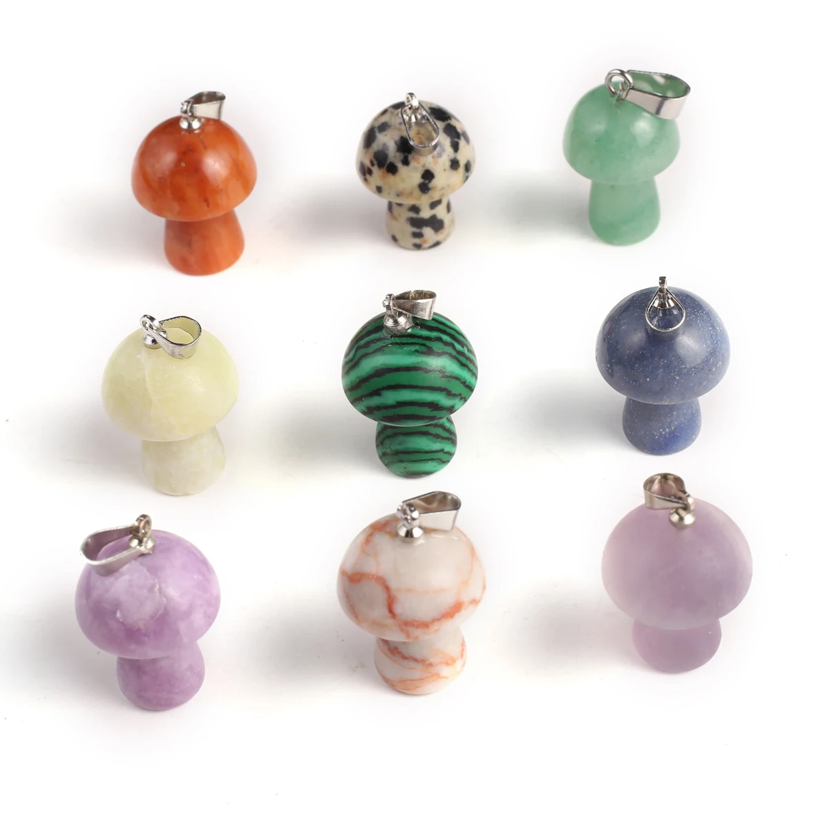 

5pcs Natural Stone Mushroom Pendant Tiger's Eye Malachite Crystal Charms for Jewelry Making DIY Women Necklace Earrings Charms