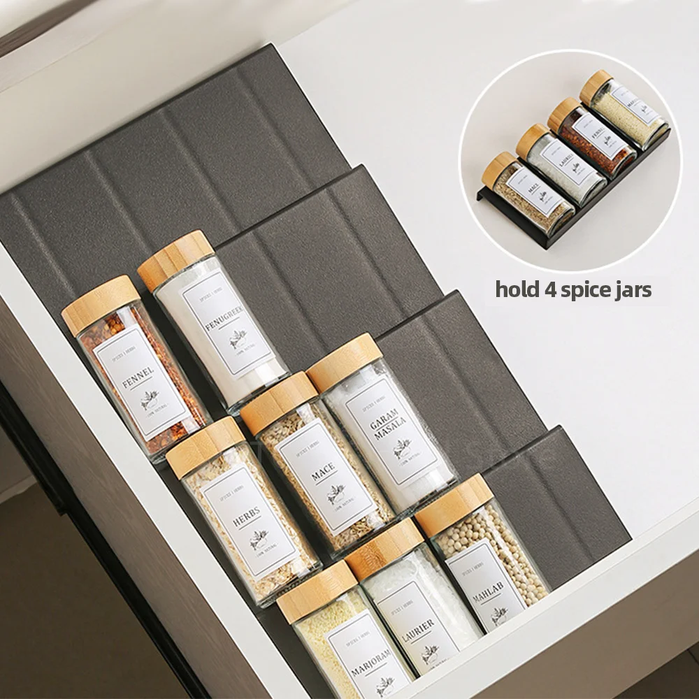 2/4/8 Layers Kitchen Spice Drawer Organizer Adjustable Spice Rack Spice Jars Seasoning Bottles Cabinet Pantry Kitchen Organizer 3