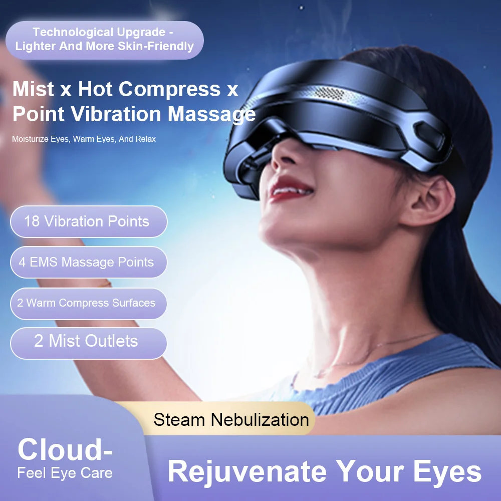 Electric Steam Eye Massager Warm Spa Eye Steamer Acupressure Kneading Massage Eyes Bluetooth Relieve Eye Fatigue Massage Relax