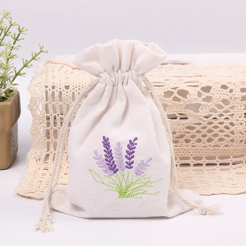 50pcs/lot Imitation Linen Canvas Lavender Drawstring Bags Gift Packaging Party Favor Candy Burlap Pouch 10x14 13x18 lavender embroidery bag jewelry packaging bag wedding party candy bags favor pouches drawstring gift bags 10pcs lot