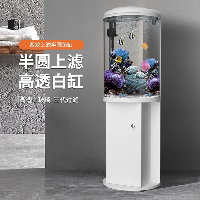 

Half Cylinder Floor round Glass Ecology Aquarium Fish Globe