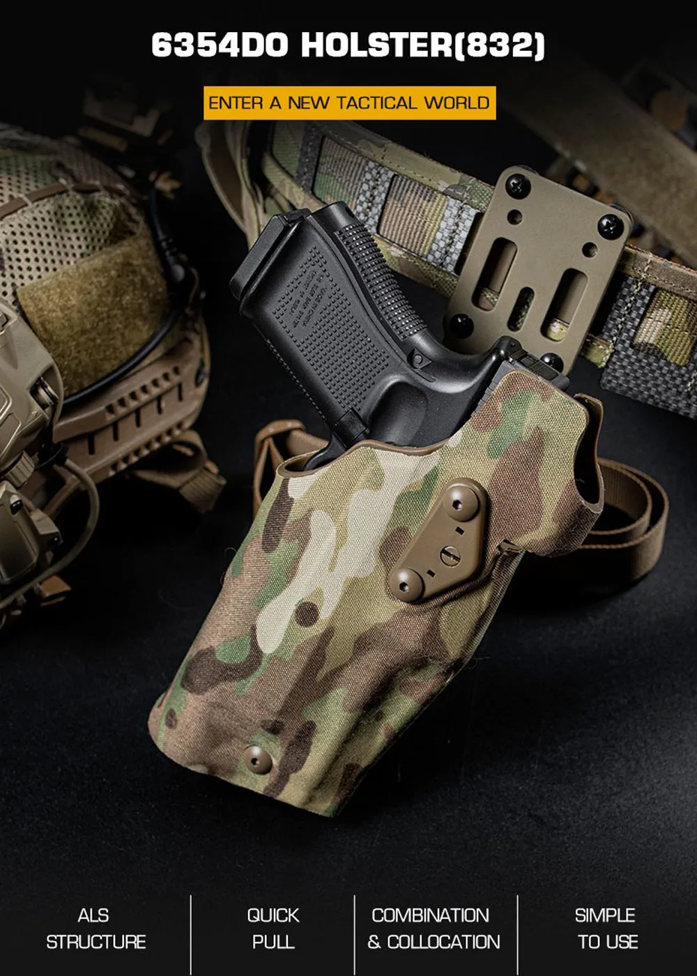 Taktische 63DO Pistole Holster für Glock 17/19 Kompatibel X300/X300U Lichter Holster Quick Lock System QLS Mount Adapter bein Shroud – Detail 1