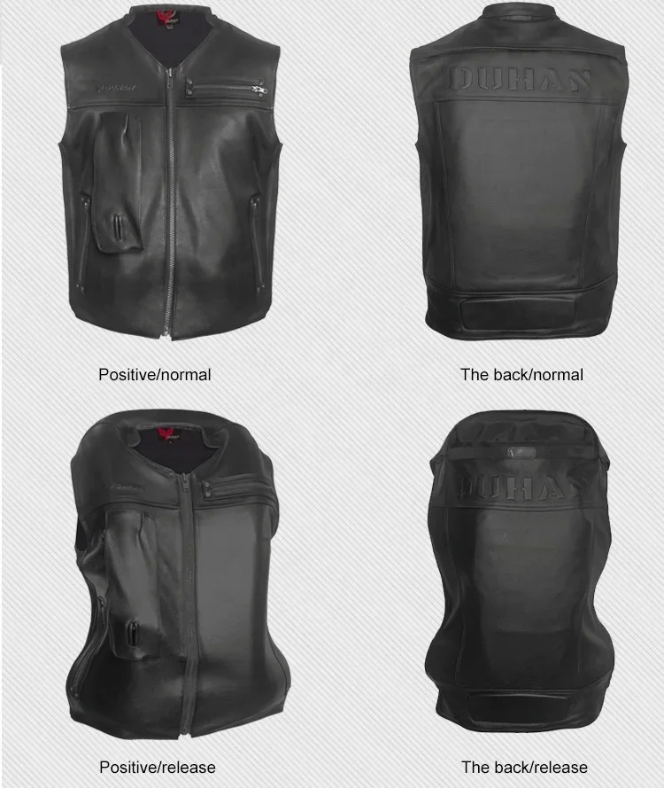 DUHAN New Design Cowhide Leather Vest High Grade Motorcycle Airbag