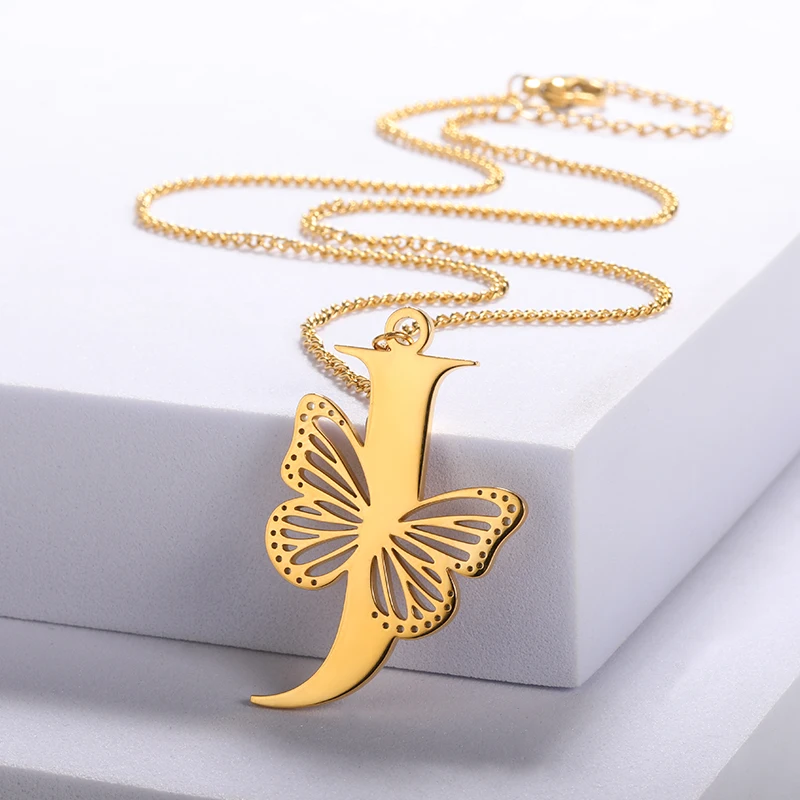 A Big Butterfly Letters Necklace For Women with a beautiful butterfly pendant.