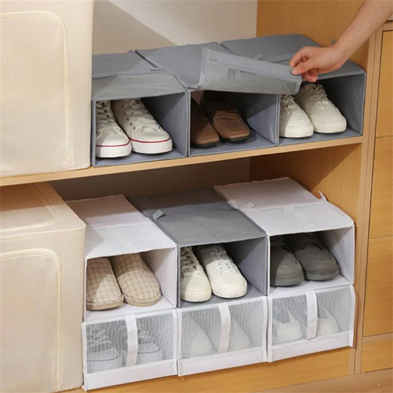 

Storage Organizer Household Stacked Shoe Storage Box Foldable Dustproof Storage Shoe Cabinet Foldable Fabric Storage Shoe Box