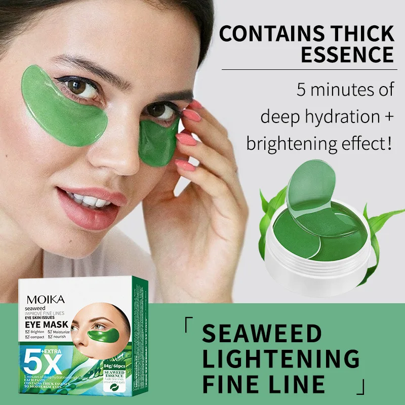 60 Patches 24K Gold Collagen Eye Patch Moisturizing Anti-aging Dark Circle Facial Mask Pro-Xylane Hyaluronic Seaweed Eye Mask collagen eye mask eye mask patch