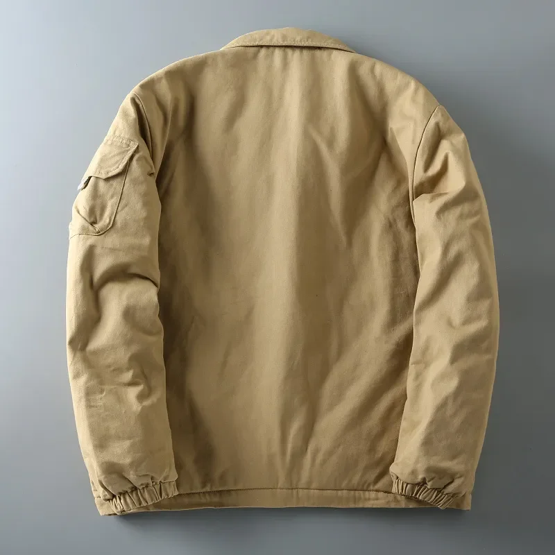 Workwear parkas pánské zima bavlna čalouněný kabát vintage dovozné bunda klopa límec multi kapsa vojenství bunda safari oblečení