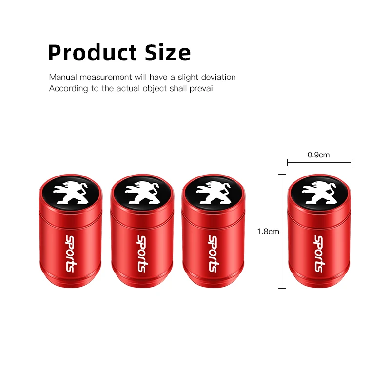 4Pcs Metal Tire Valve Caps Car Tyre Air Stems Cover For Peugeot 307 106 206 207 308 301 406 107 607 3008 807 408 205 108 4008 Car Wheel Valve Cap