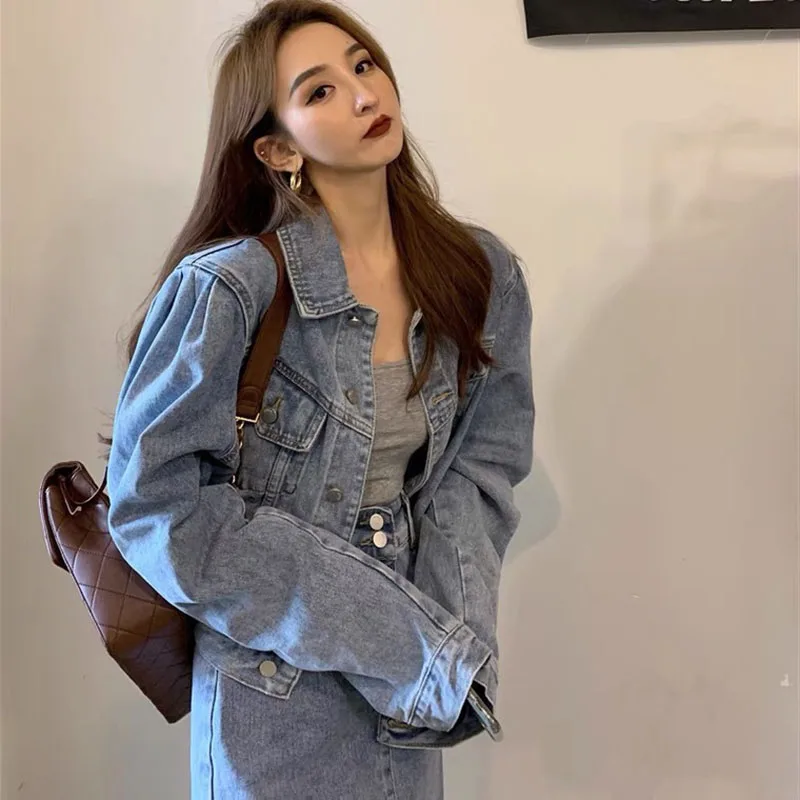 

Denim Outside 2023 New Autumn Vintage Korean Jacket Women Coat Bomber Jacket Women OutWear