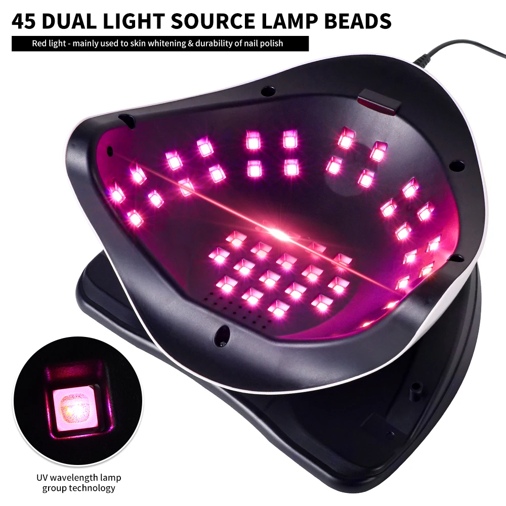 전문가용 네일 드라이어 45LED 네일 램프 UV LED 경화 램프 모든 젤 네일 폴리쉬 경화 매니큐어 살롱 도구에 적합