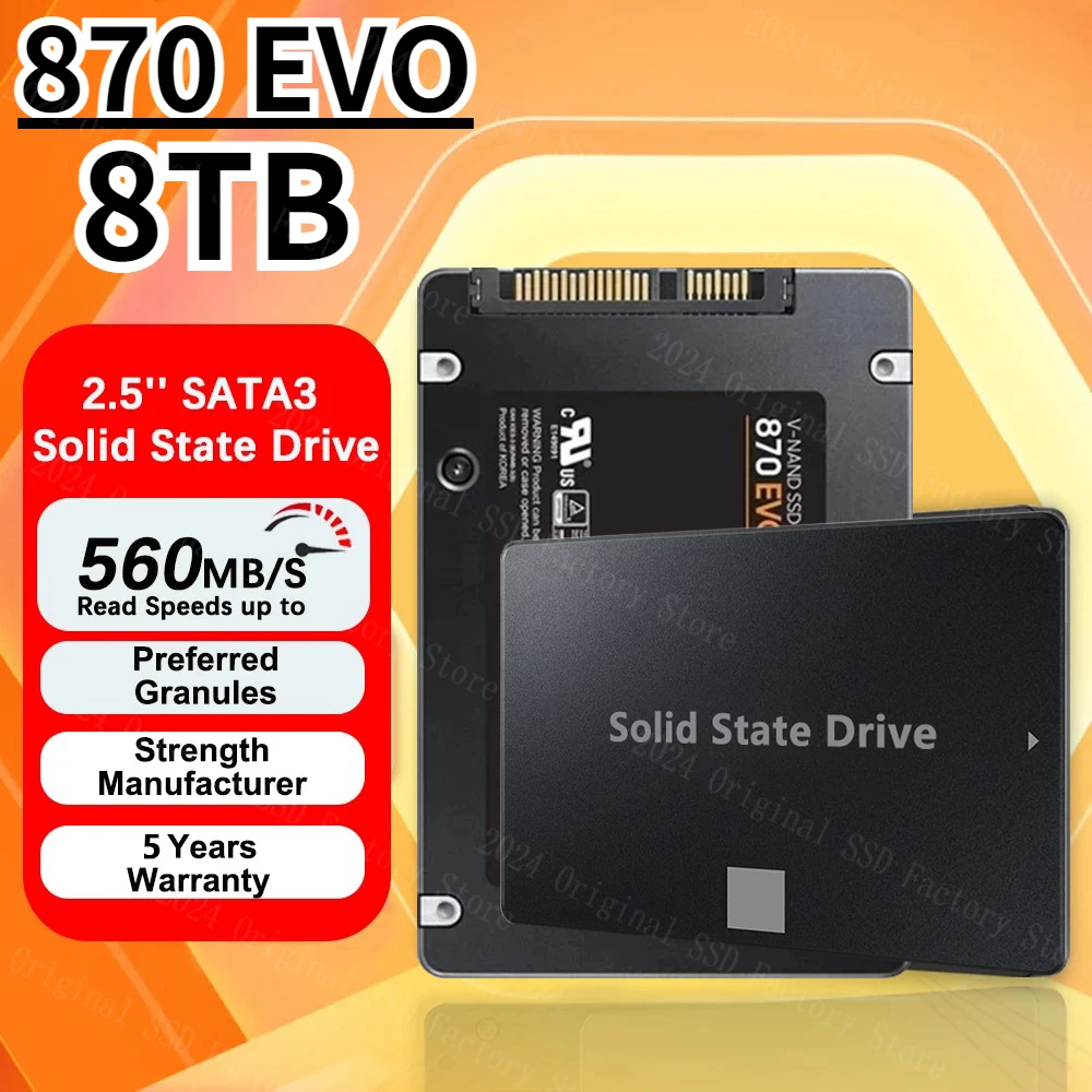 

New 4TB 870 EVO Internal Solid State Drive Hard Disk SSD 2.5 Inch Sata III SSD Drive Hard Disk for Laptop Microcomputer Desktop