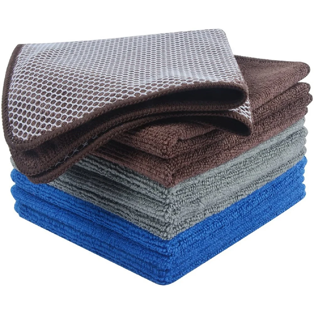 10 Strofinacci In Microfibra 30x30 Cm Grigi - Super Assorbenti E Asciugatura Rapida