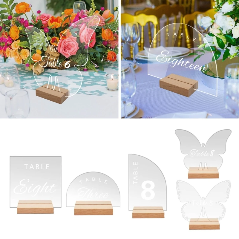 Clear Acrylic Table Place Card Wedding Blank Butterfly Square Arched Half Round Seating Cards Sign Guest Names Tag Party decorat