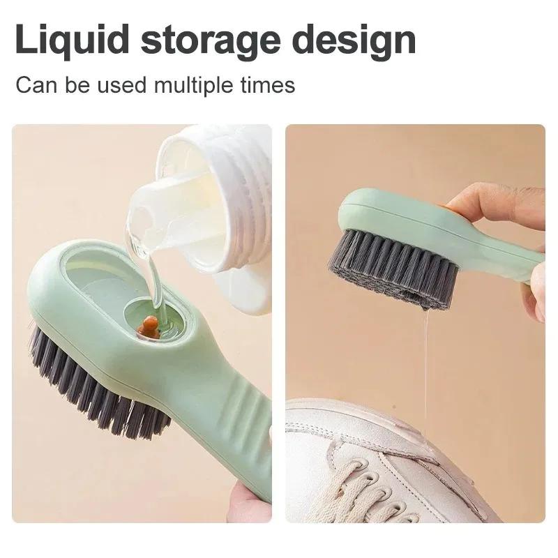Liquid Fill Shoe Brush Ultifunctional Automatic Soft Bristles Deep Cleaning Household Laundry Clothes Compact Portable Press But