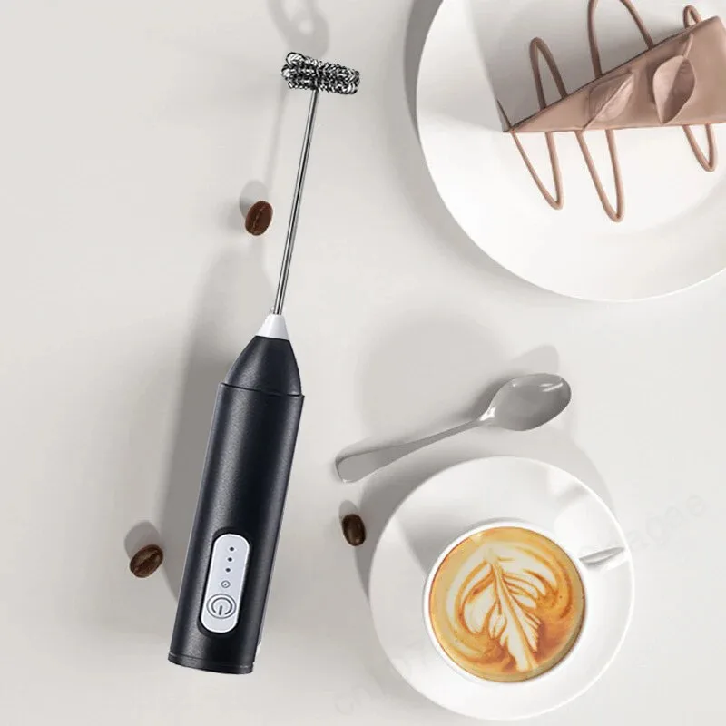 Wireless Milk Frother Electric Type-C Handheld Blender Stainless Steel Mini Coffee Maker Whisk Mixer For Coffee Cappuccino Cream 2