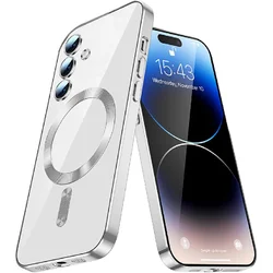 Crystal Clear Magnetic Protective Case - Transparent Plating, Soft and Durable Cover - Galaxy A27 (Silver)