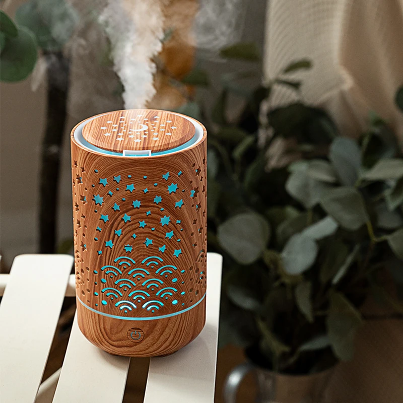 Home Appliances 230ML Hollow Out Wood Grian Aromatherapy USB Air Humidifier Ultrasonic Cool Mist Aroma Essential Oil Diffuser