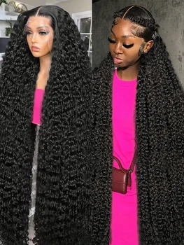 300% Density 40 46 Inch Deep Wave 13x6 HD Lace Front Human Hair Wigs 13x4 Frontal Wigs Water Curly Wigs For Women Raw Brazilian 1