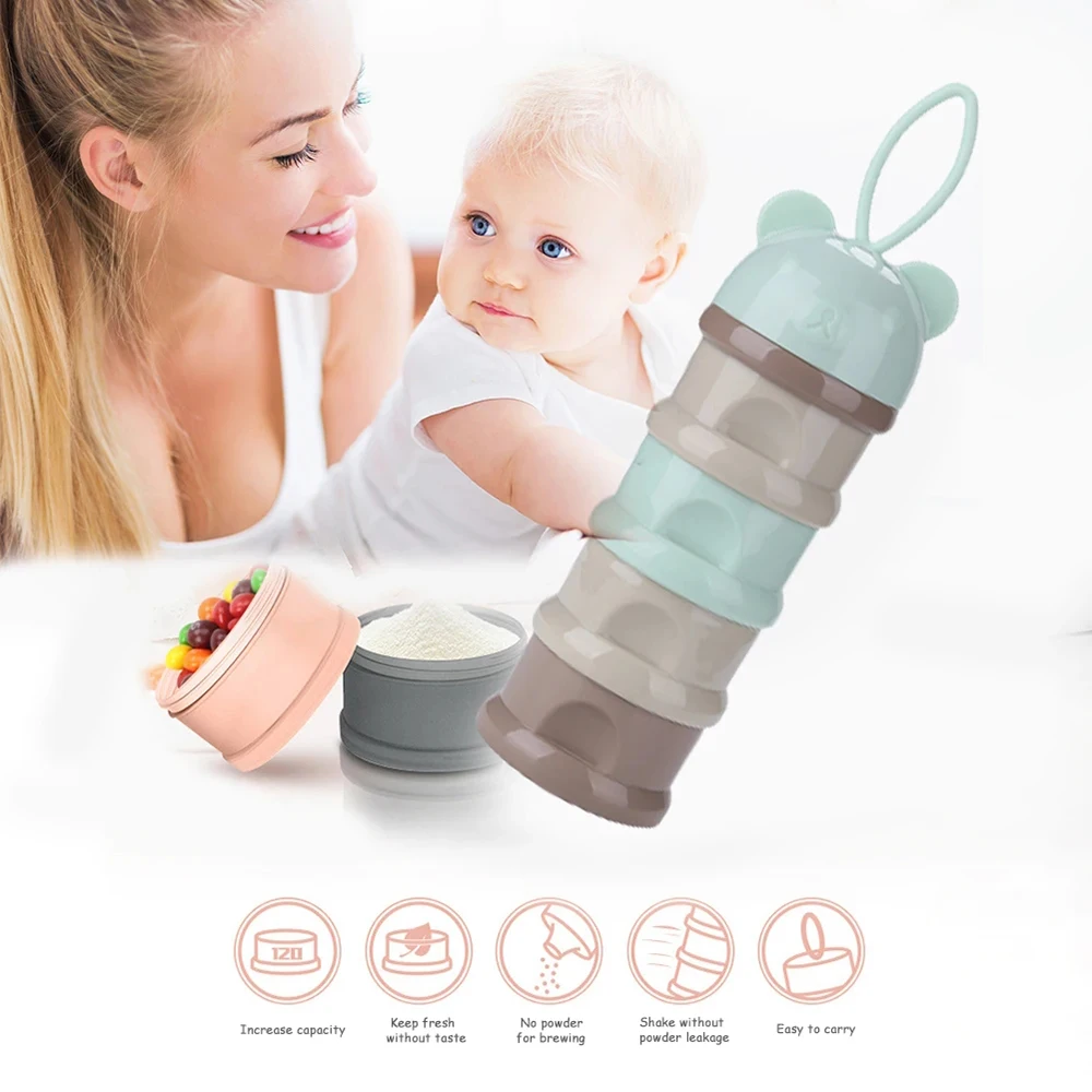 Milk Powder Storage Box 4 Grid Portable Milk powder box container Toddle Baby Snacks Food Storage Box Formula Dispenser Milk Powder Bottles