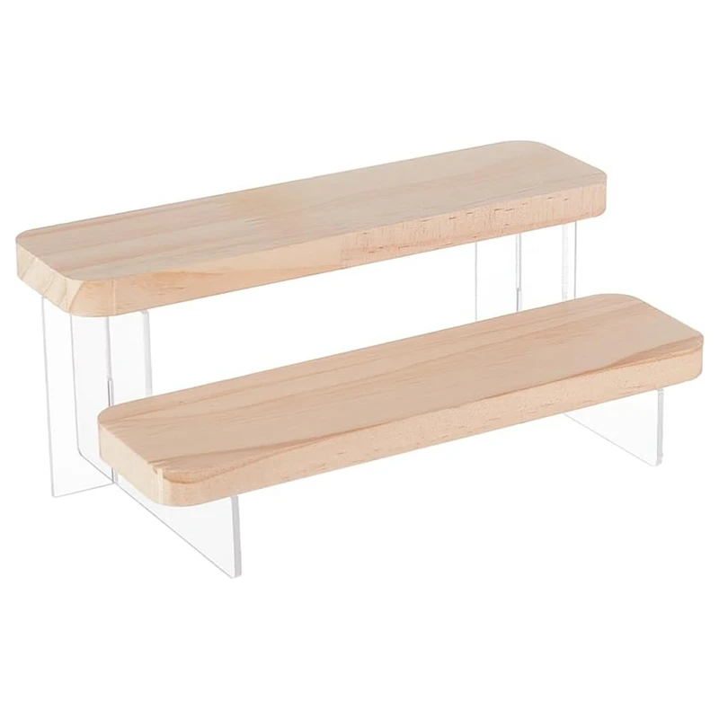 

1 Piece 2-Tier Figure Display Stand Wooden Tiered Organizer Holder For Models, Building Blocks Display