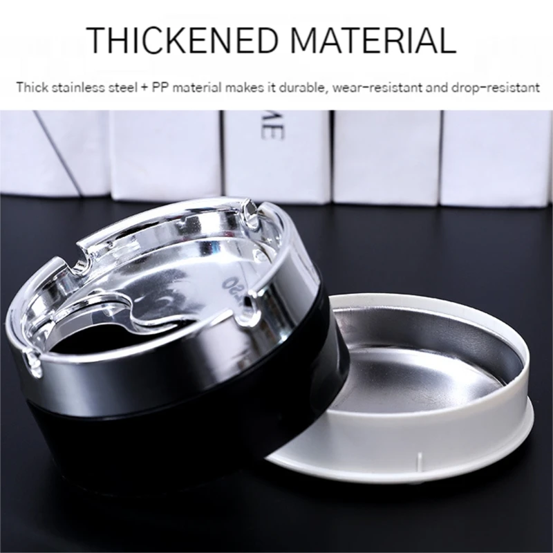 Stainless Steel Round Windproof Ashtray with Rotating Lid Smoking Accessory, Silicone Ashtray, Air Purifier Ashtray, Wood Ashtray, Cigarettes Ashtray, Portable Ashtray, Metal Ashtray, Ceramic Ashtray