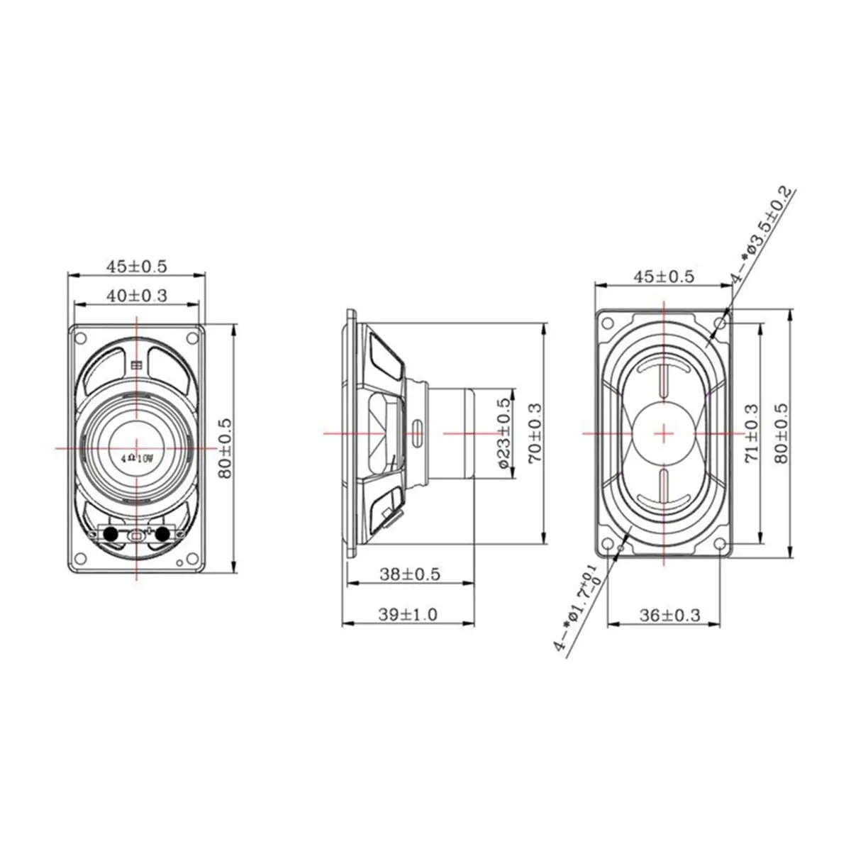 SWXF 4Ω 10W 스피커 45x80mm 레이스트랙형 풀레인지 멀티미디어 스피커 HiFi 라우드스피커 홈시어터