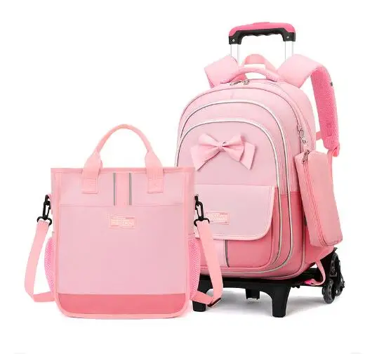 Sac à dos à roulettes pour filles, sacs d'école à roulettes, bagage de voyage à main avec sac à main, sacs pour tout-petits