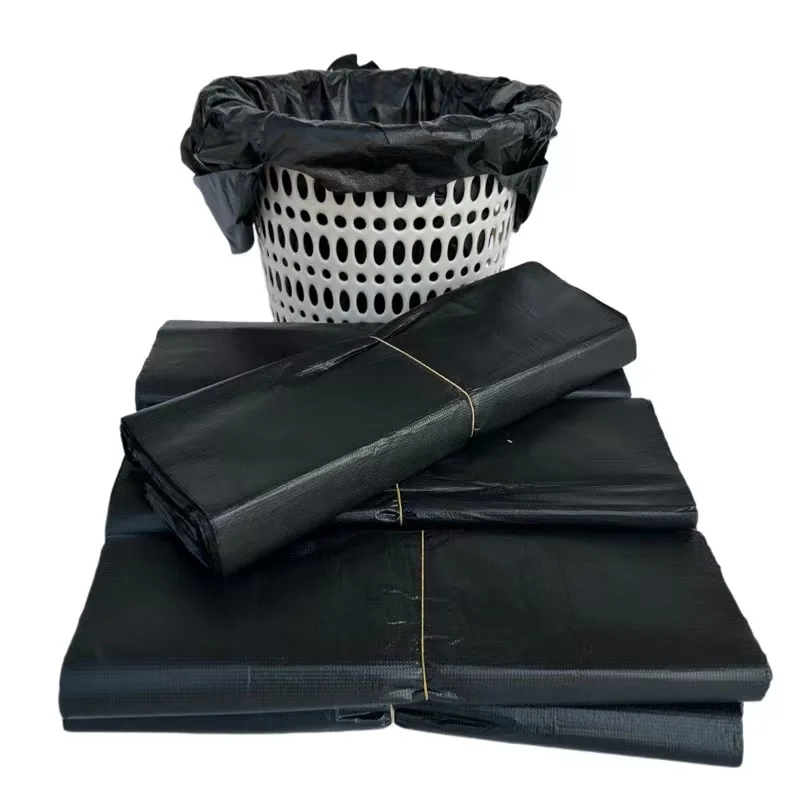 50Pcs Garbage Bags Handle Household Disposable Black Trash Pouch