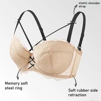 Soutien-gorge push-up demi-coupe pour femme, avec nœud froncé, grande taille, en dentelle, style bustier, pour poitrine généreuse, avec détails en dentelle discrète 4