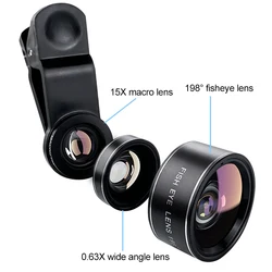 Enhanced Mobile Fisheye and Macro Camera Lens (Black)