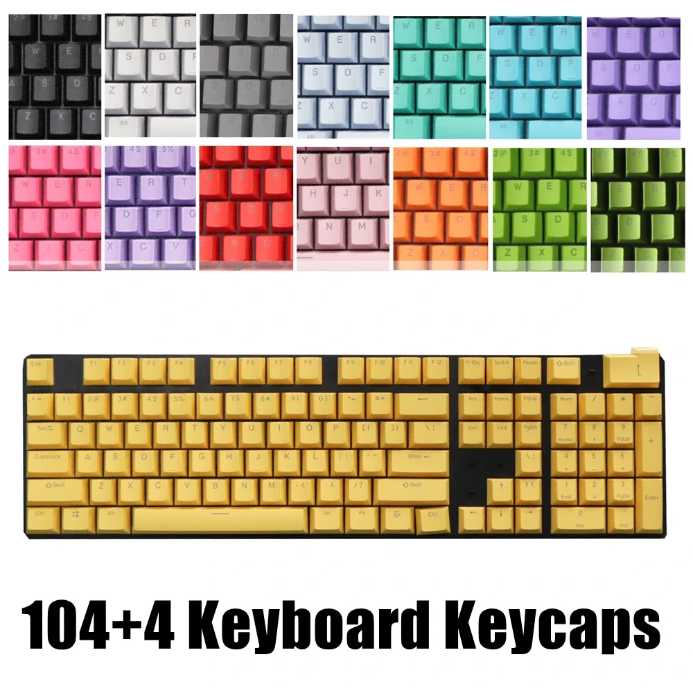 Nuevo Juego de teclas de repuesto universales con retroiluminación de doble disparo, teclas translúcidas ABS, perfil OEM para teclado mecánico, 104 Uds.