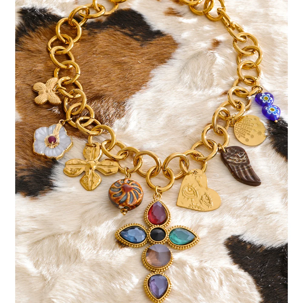 Yhpup Stainless Steel Chain Necklace 18K Golden PVD Plated