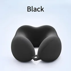 Ergonomic U - Shaped Travel and Office Neck Pillow - Medium Soft Support (Black)