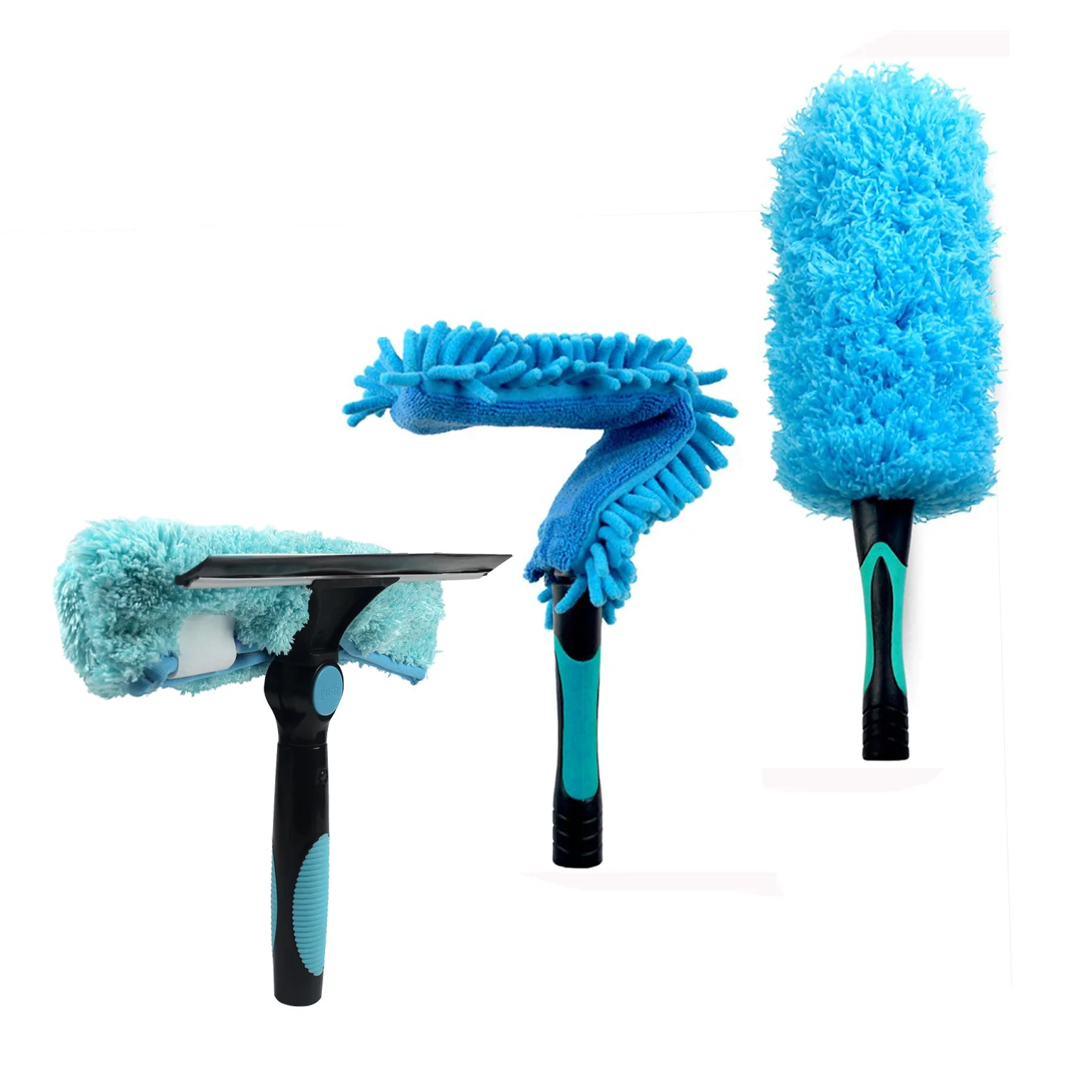 

3 Pick Flexible Microfiber Feather Removable & Washable Sleeve Ceiling & Fan Duster & Scraper Window Squeegee(without pole)