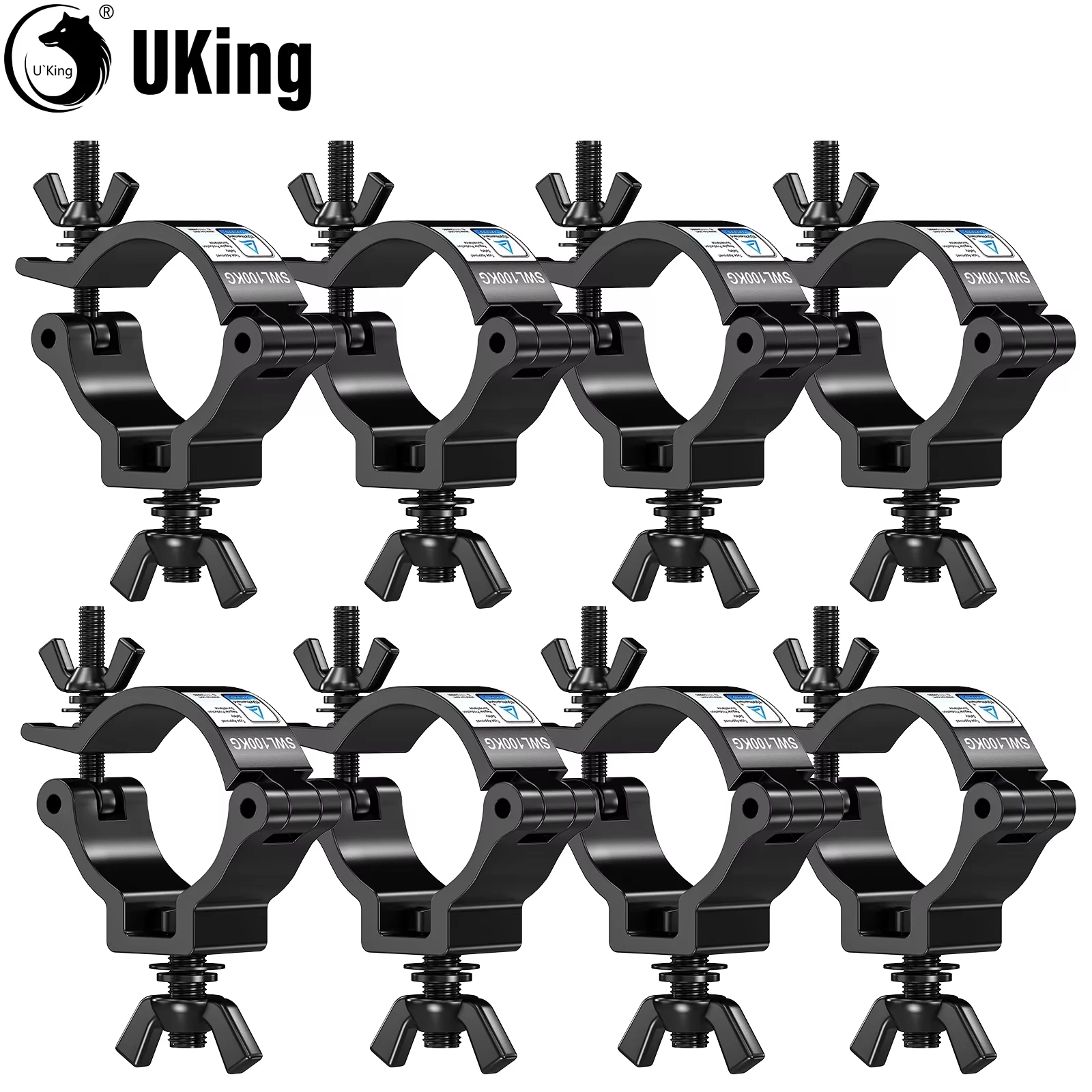 Truss Clamps 8Pcs Black Heavy Duty Stage Lighting Hooks for Hanging DJ Lighting Par Lights Spot Lights