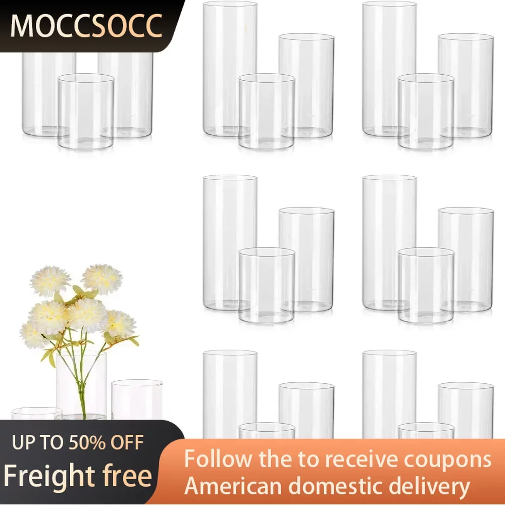 

Glass Cylinder Vases Set of 24 Room Decor Glass Hurricane Candle Holders for Pillar or Floating Candles Home Decorations Vase
