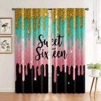 2pcs, Curtains Sweet sixteenth birthday Versatile Fabric,Without Electricity Festive Holiday Applies to All Occasions decorate 1