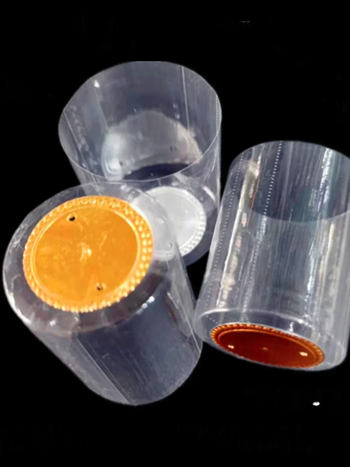 100pcs Transparent PVC Bottle Mouth Heat Shrink Film Glass Bottle Cap Hot Seal Bag WineBottles Cover Golden Top Sealing Sleeve