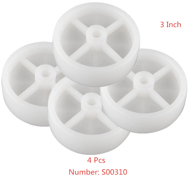

4 Pcs/Lot Casters 3 Inch White Pp Single Wheel Diameter 75mm Bearingless Nylon Agricultural Machinery