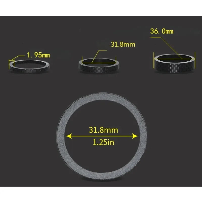 1set(3pcs) Bicycle Headset Spacers Carbon Fiber Washers 5/10/15mm Rings for 28.6mm 1 1/8" Post Fork Stem Extra Height