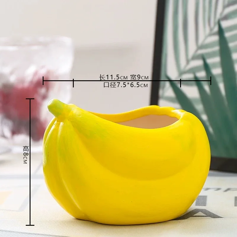Cute Coarse Pottery Durian Watermelon Banana Starfruit Apple Shaped Small Flower Utensil, Home Decor Balcony Succulent Vase, 1Pc 5
