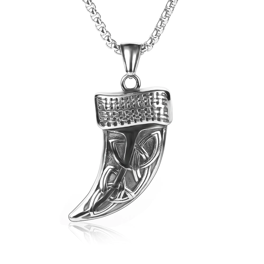 

Nabest Retro Trendy Man Tusk Axe Pendant Stainless Steel Necklace Box Chain 20 23 Inch Male Necklace Fashion Jewelry for Gift