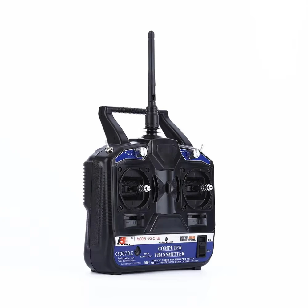Flysky FS-CT6B 2.4G 6-Channel AFHDS Transmitter with FS-R6B Receiver for RC Drone Airplane Quadcopter Multirotor Model