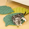 Cat Bed Mats Soft Cotton Leaf Shaped Kitten Cat Puppy Dog Bed Mat Sleep Blanket Home Pets Double Sided Pad Floor Rugs Washable 1