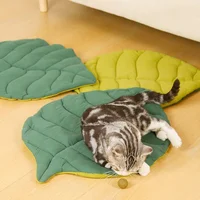 Cat Bed Mats Soft Cotton Leaf Shaped Kitten Cat Puppy Dog Bed Mat Sleep Blanket Home Pets Double Sided Pad Floor Rugs Washable 1
