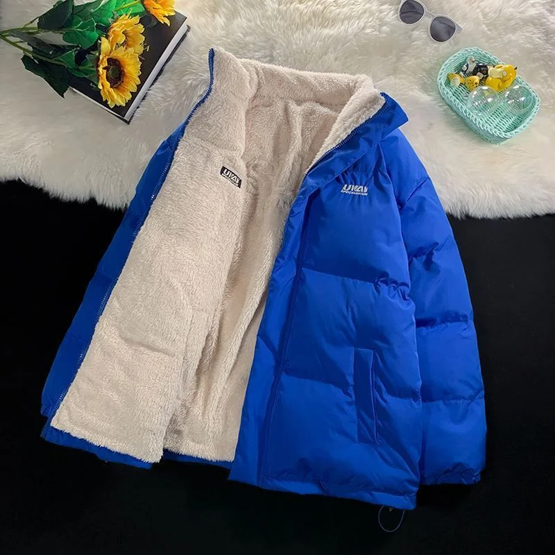 Winter Heated Coat Loose Fleece Outerwear Korean Fashion Thickening Cotton-padded Leisure Stand Collar Lovers Windbreak Jacket