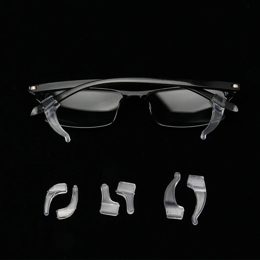 

100pairs Economic Silicone Eyeglasses Anti Slip Ear Hook Glasses Temple Tip Holder Small Medium Large Clear Black