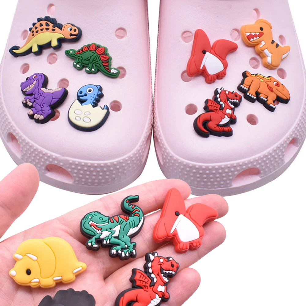 

Hot Sale 1pcs PVC Dinosaur Accessories for Crocs Charms Men Badge Women Clogs Buckle Kids Pins Shoes Decoration Jeans Wristbands