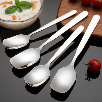 Mestoli da zuppa in acciaio inossidabile 316 Cucchiaio da pranzo Cucchiai da tavola per la casa Paletta multifunzionale a testa quadrata per gelato Dessert 1