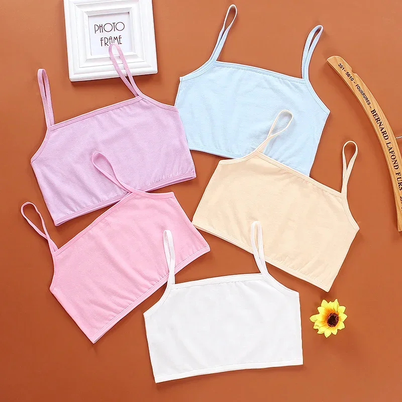 Kids Underwear 4pcs Baby Girls Solid Color Underwear Sport Wireless Small Training Puberty Bras